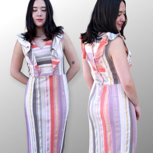 Ace & Jig X Barneys New York NEW Womens Size Medium Magdelena Dress Striped Midi